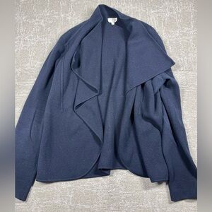 TSE Cashmere Blue open front Cardigan sweater Blue Womens Size L *Flawed
